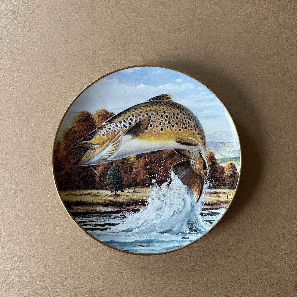 Colorful Catch By John Rice Plate No. A0549 Brown Trout Decorative Plate